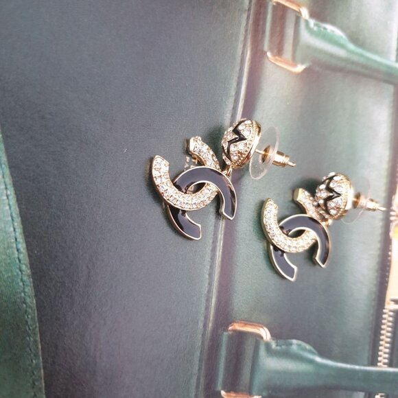 Star Dangle Gold Crystals Enamel Earrings Fashion Women Casual Formal Jewelry - Picture 2 of 5